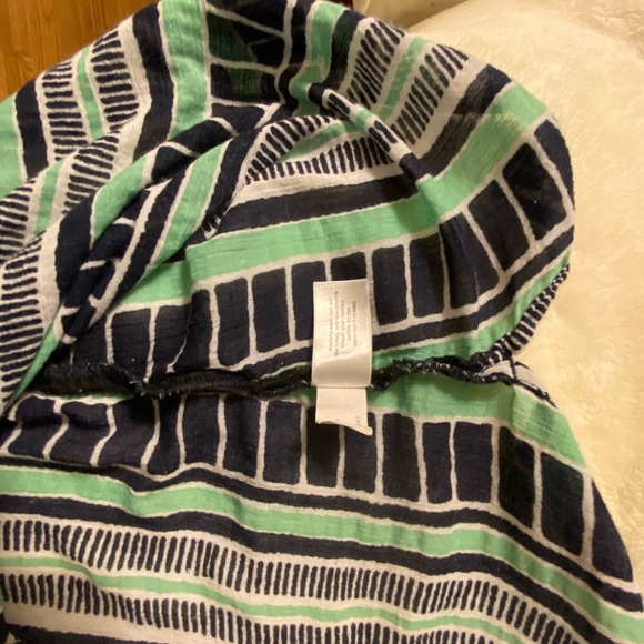 Lane Bryant Navy and Green Striped Cotton Blouse EUC - Picture 8 of 10
